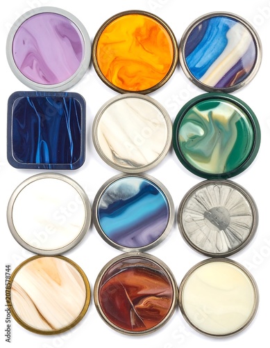 Colorful abstract spheres with gradient and metallic textures.