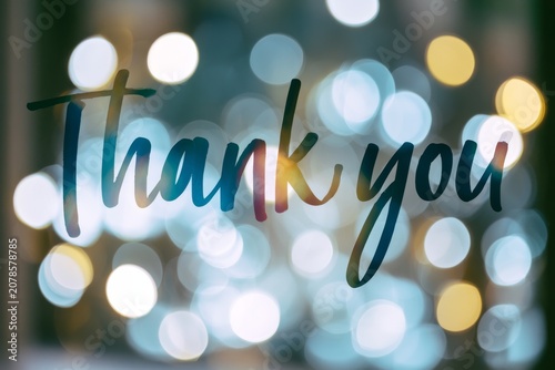 Rainbow “Thank You” Calligraphy Typography with Soft Bokeh Light Background

Description: