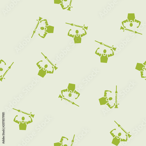 Foto bodybuilder holding steroid syringe vector glyph seamless pattern bodybuilder ho