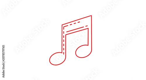 Tableau sur toile Red Musical Eighth Note Symbol Icon.