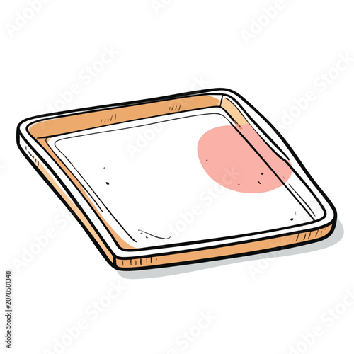 Simple cartoon style drawing of an empty square baking tray.