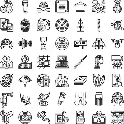 Fotografie Set of assorted outline vector icons depicting various everyday items, activitie