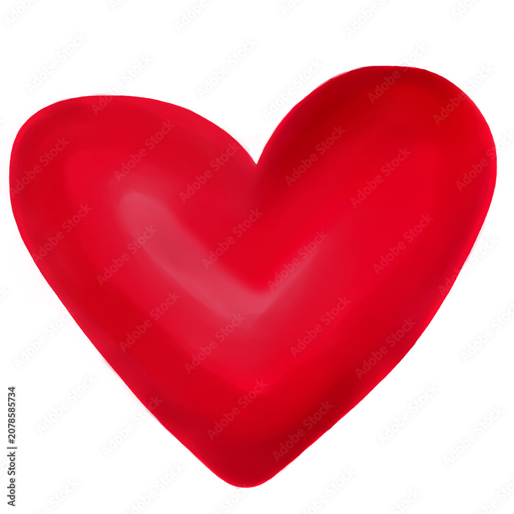 Fototapeta premium Red Heart Watercolor Illustration