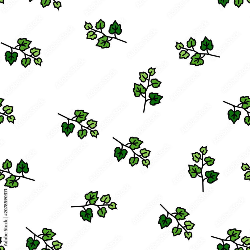 Fototapeta premium leaf grape vector seamless pattern leaf grape sign illustration