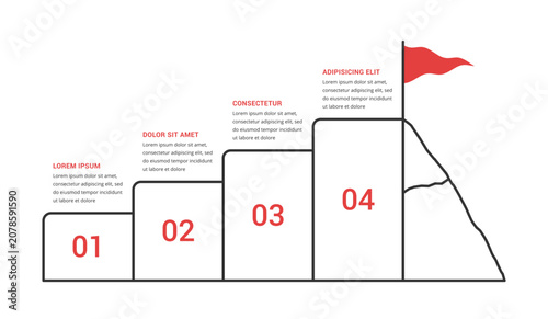 Canvas Print Step sequence infographic template featuring four blocks arranged like stairs le