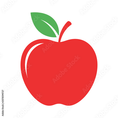 Red apple with green leaf illustration