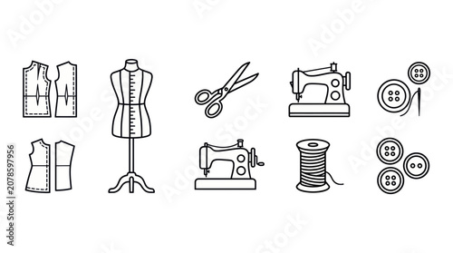 Canvastavla Sewing tools and dressmaking equipment icons.