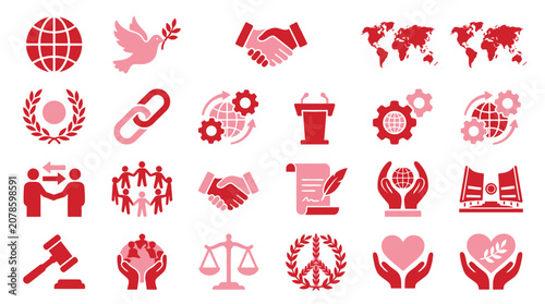 Canvastavla Collection of icons representing peace, justice, and global cooperation