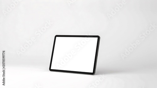 Blank tablet screen mockup with black frame isolated on white background for app and website presentation
