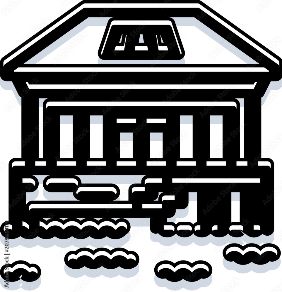 Obraz premium Classical style building with columns and a portico symbolizing justice, legality, and public administration for government, courthouse, and library functions