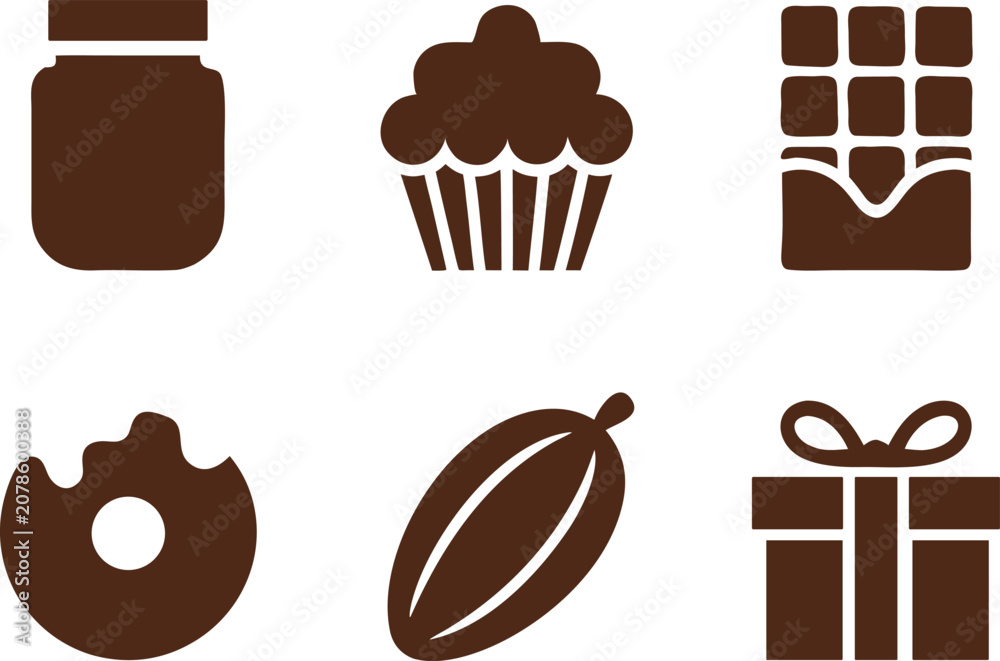 Fototapeta premium Minimalist Chocolate Gift Silhouette Icon Set