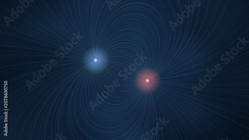 Tableau sur toile Abstract Magnetic Field Lines with Two Poles