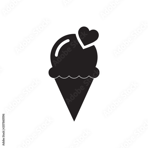 Ice Cream Scoop Icon Black and White Vector Illustration