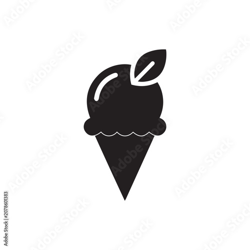 Ice Cream Scoop Icon Black and White Vector Illustration