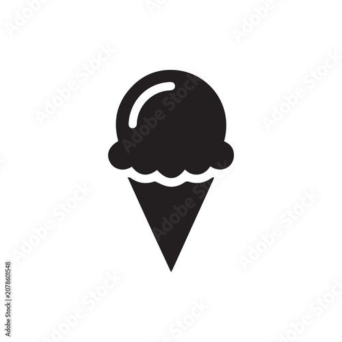 Ice Cream Scoop Icon Black and White Vector Illustration