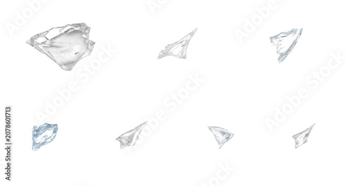 Fotografía Set of transparent glass shards and sharp fragments isolated on transparent back