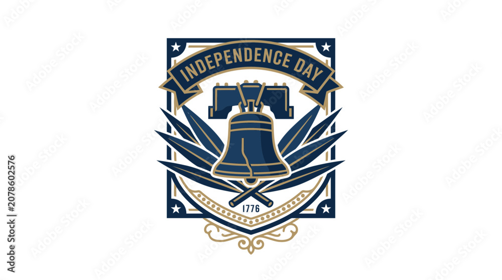 Fototapeta premium Independence Day Liberty Bell Emblem with Stars and Stripes