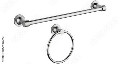 Isolated Metal Towel Ring Holder on Transparent Background Minimalist Design