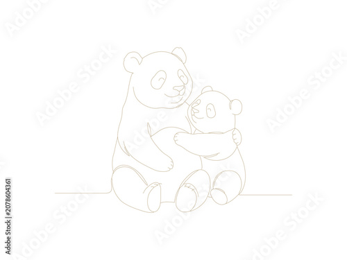 Simple line art illustration of a sitting teddy bear with minimalist, childhood