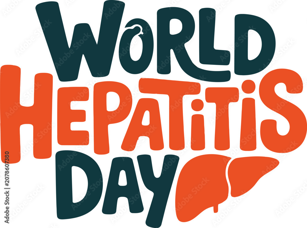 Naklejka premium World Hepatitis Day 2026 Awareness Campaign Visual with Liver Health Protection, Global Healthcare Support, Medical Prevention, Public Health Education, and Viral Hepatitis Awareness Concept