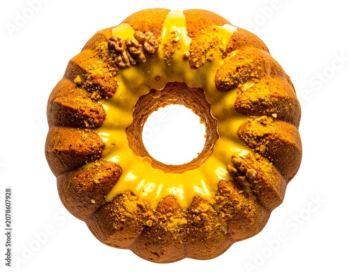 Golden brown glazed donut with sugar sprinkles.