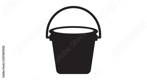 Принти на полотні Black bucket with handle simple silhouette against a white background