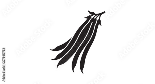 Bild auf Leinwand Black bean pod silhouette against a white background silhouette