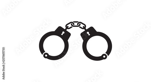 Foto Handcuffs With Chain Black Silhouette On White Background