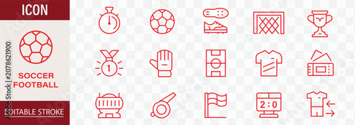 Foto Football and Soccer Match Line Icon Set