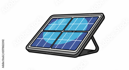A cartoon depiction of a portable solar panel on a white background