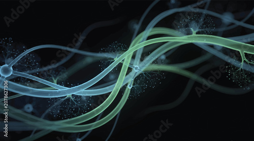 фотографія Abstract Neural Network Connections and Synapses, Digital Illustration of Brain