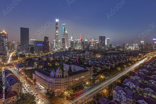Photography Shanghai Pudong Skyline at Night - Lujiazui Financial District View
