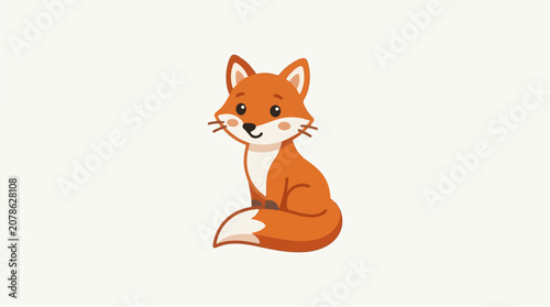 A cartoon illustration of a cute orange fox