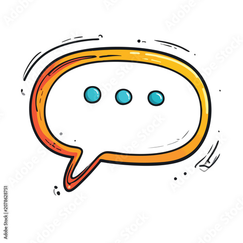 Hand drawn doodle speech bubble with three dots.