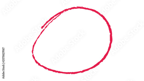Foto Hand drawn red circle vector, textured crayon sketch frame, organic round highli