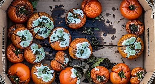 Fresh Persimmons and Blueberry Tarts with Mint Garnish.