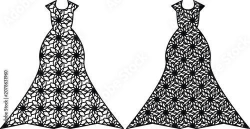 Cuadro en lienzo "Evening gown vector mockup template featuring an intricate repeating floral man