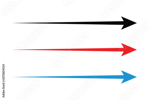 Simple thin directional arrow with horizontal line. Vector illustration and transparent png