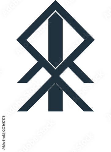 Nordic rune symbol. Traditional Scandinavian Viking bindrune magic sign isolated on white.