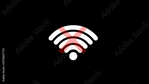 WiFi Signal Lost Animation Alpha Channel 4K Resolution