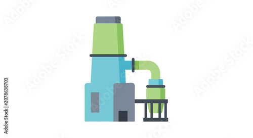Modern Factory Building Icon, Industrial Plant Design, Green Energy Concept