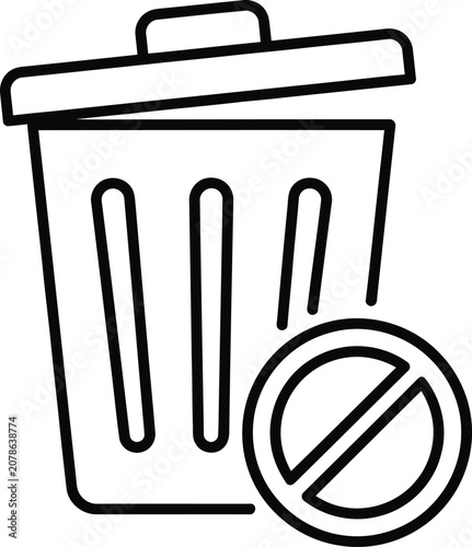 Trash Can with Prohibition Sign