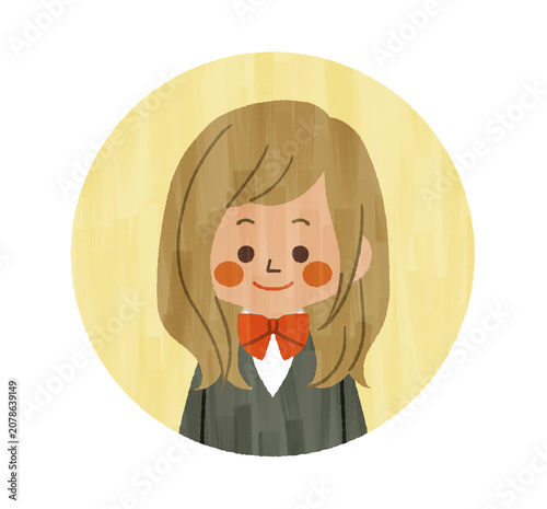 笑顔の女子学生のアイコン-ガッシュ