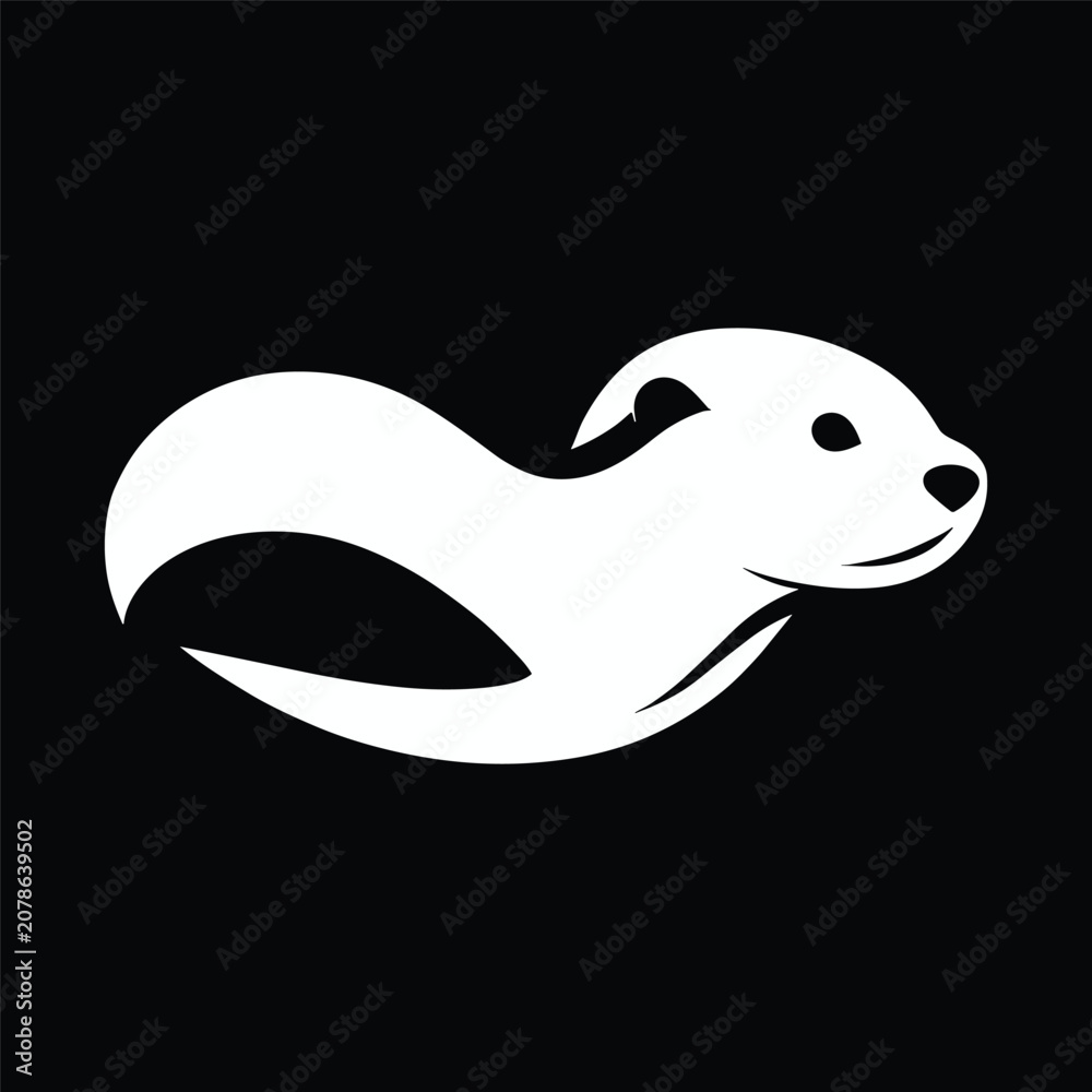 Fototapeta premium Otter Silhouette Vector | Minimalist Otter Clipart