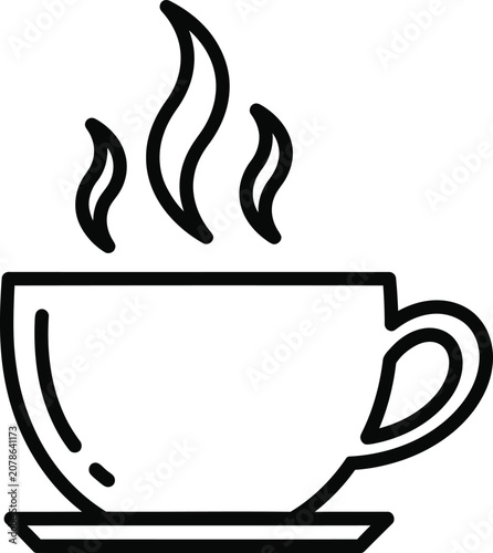 Steaming Black Coffee Cup on Saucer