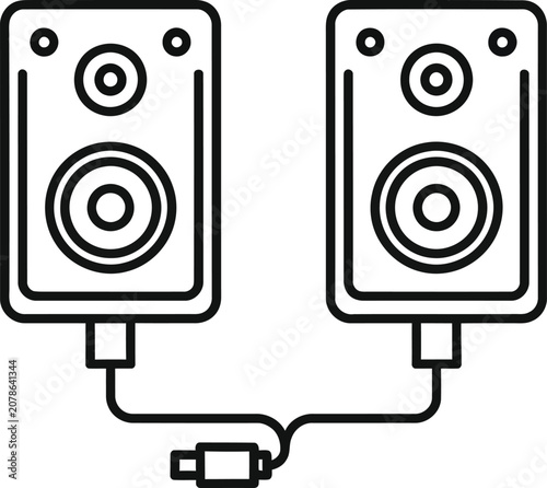 Stereo Speakers Connected with Cable