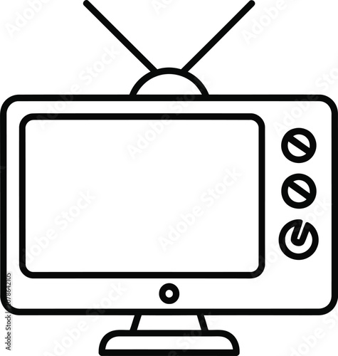 Television with Antenna and Buttons Isolated on White
