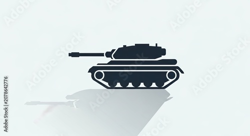 Minimalist side view icon of a military tank.
