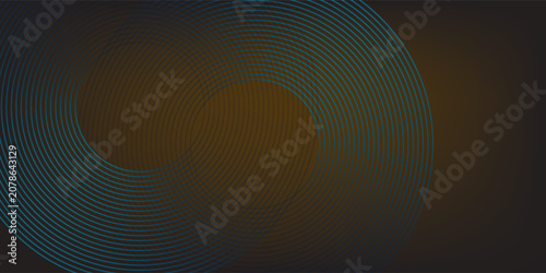 Abstract Concentric Circles Background With Teal Rings On Dark Brown Gradient For Modern Design