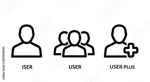 User profile and social network connection line icons set with connection interface community management application business identity registration subscriber follower individual customer